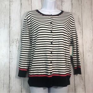 Susina Button Up Stripe Cardigan NWT Extra Large